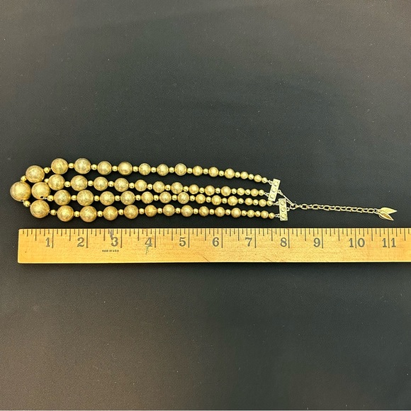 Vtg Whiting & Davis Double Strand Textured Gold Tone Round Bead Necklace - Picture 6 of 7
